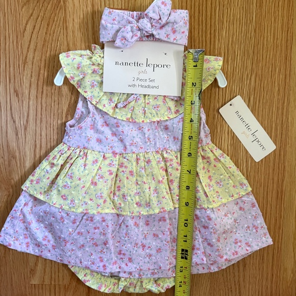 Nanette Lepore Baby Girl Dress Set With Matching Headband - Picture 10 of 11